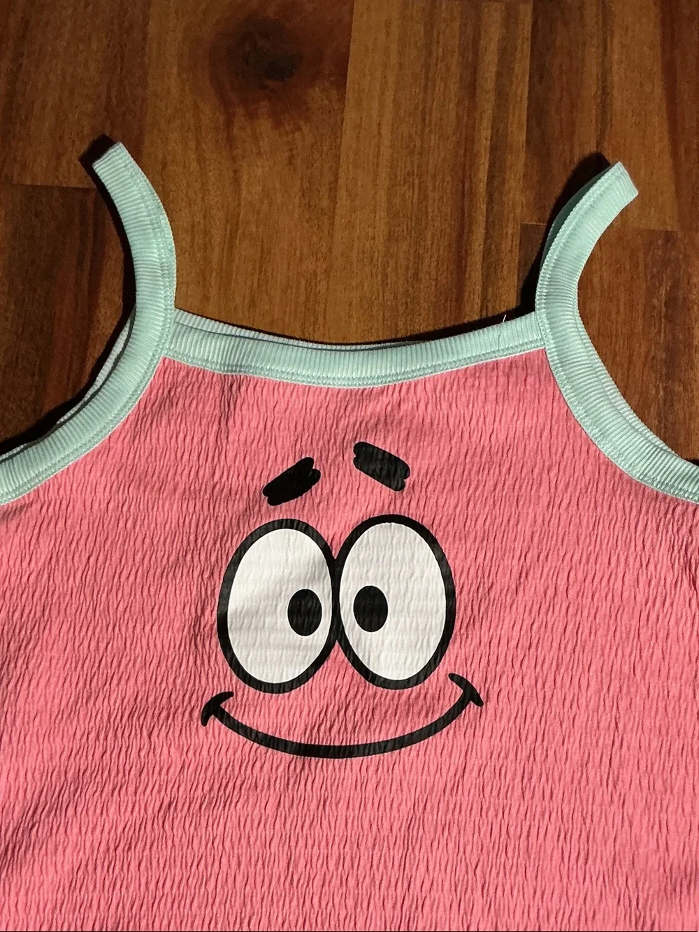 Bob sponge Justice Pink Tank Top with Aqua Trim and Smiley Face nwt sz xl kids